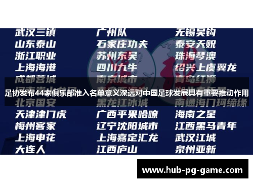 足协发布44家俱乐部准入名单意义深远对中国足球发展具有重要推动作用